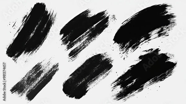 Fototapeta Grunge dark black sketch templates featuring rough paint brush textures Perfect for artistic designs that need bold raw brush strokes