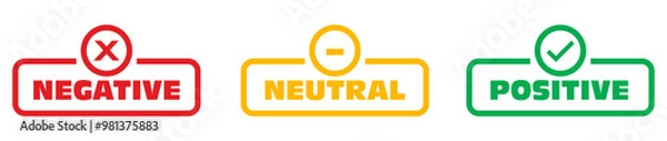 Fototapeta Positive and negative neutral label banner button with check mark icon sign, checkmark tick and cross sign checkbox icons
