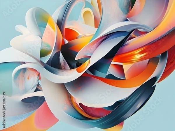 Obraz Vibrant 3D Expressionist with Dynamic Fluid Shapes and Colors