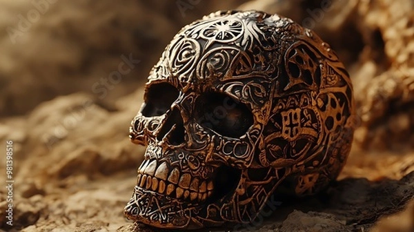 Obraz skeleton adorned with tribal tattoos