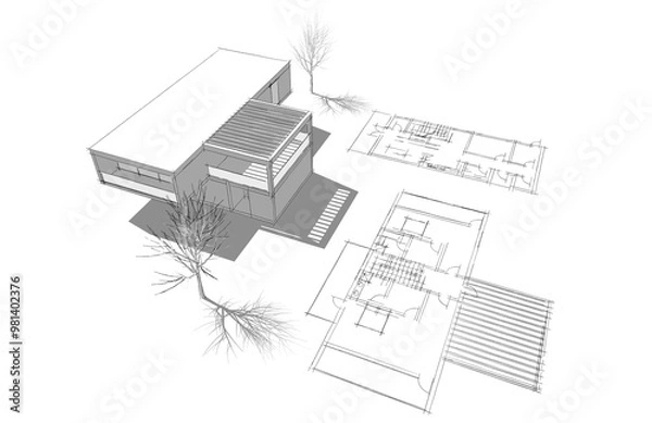 Fototapeta sketch of building