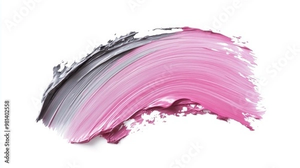 Obraz A single pink gray bone oil paint brush stroke on a clean white background captures artistic texture
