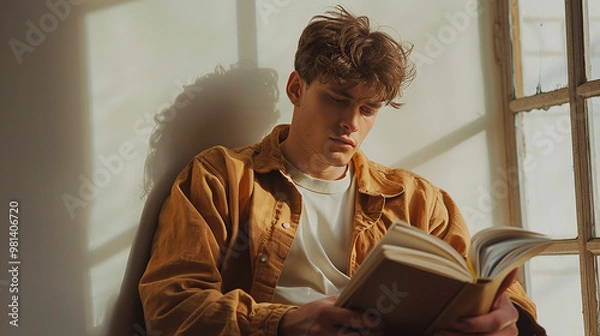 Fototapeta man reading a book