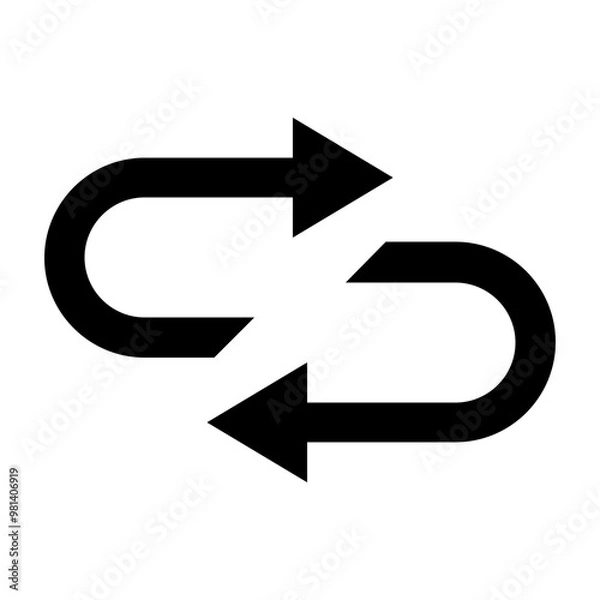 Fototapeta Bottom Curve Arrow Solid Icon