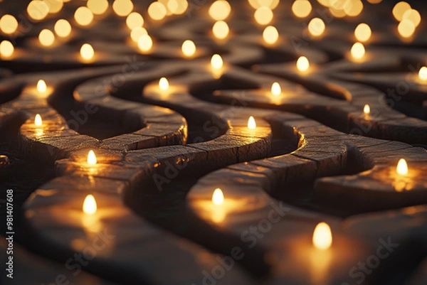 Fototapeta Intertwined pathways in a labyrinth of light, evoking challenges and strategic solutions