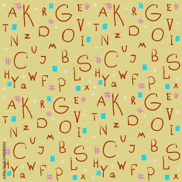 Fototapeta Simple pattern with letters and symbols