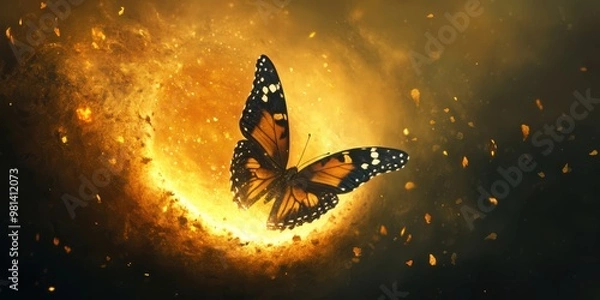 Fototapeta Butterfly in Fiery Glow - Symbol of Transformation