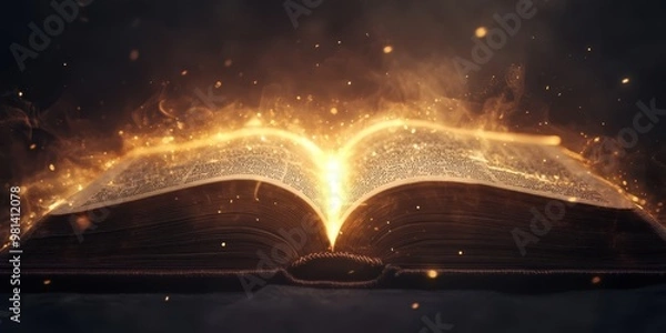 Fototapeta captures the magical and mysterious essence of the glowing book