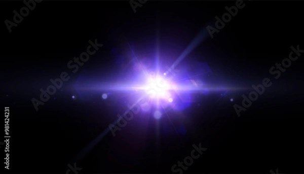 Fototapeta Purple glowing light effect. Sun flare. Glow effect for web design. Star bursts with shimmering glare. Beautiful shimmering glare light effect. Vector 10 EPS
