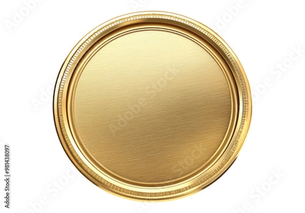 Fototapeta Blank template for gold coin. Transparent background, Isolated PNG.