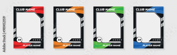 Fototapeta trading card template design for sports, picture frame for player performance, photo frame or border collection for hockey, basketball and football player, sports flyer design, template eps 10.