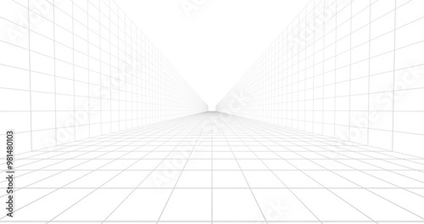 Obraz Lines grid technology perspective background. 3d rendering.	