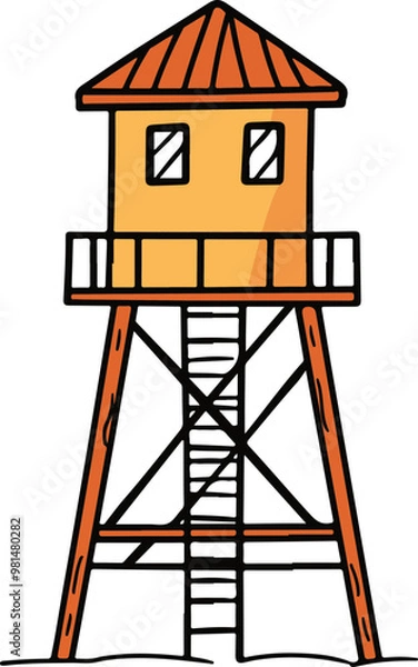 Fototapeta Colorful Watchtower in Vector Style