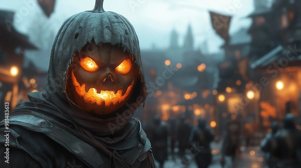 Obraz jack o lantern medieval illustration 