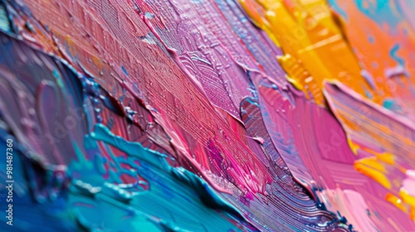 Obraz Abstract multicolored paint background showcases a rough, textured surface. Combination of texture and design.
