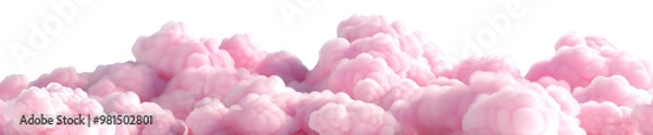 Obraz Soft, pastel pink cloud with smooth and fluffy texture, on transparent background. Ideal for use in baby-themed designs, dream-like illustrations. Playful element, cut out. Footer.