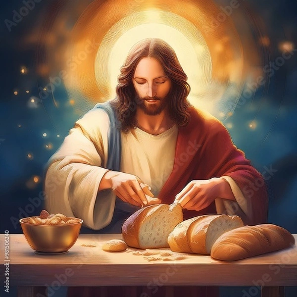 Obraz Jesus breaks bread