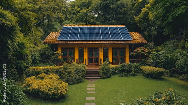 Obraz solar panels on a roof