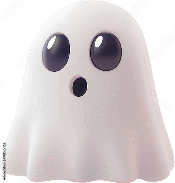 Fototapeta 3D Vector of white ghost on transparent background in a cute halloween style