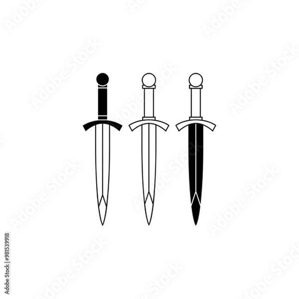 Fototapeta Simple dagger icon design on white background