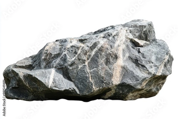 Fototapeta Lonely rugged boulder on plain background