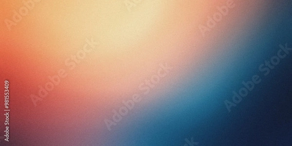 Fototapeta Gradient background with indigo blue and terracotta tones, noise texture effect