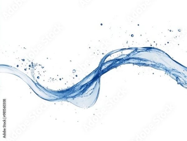 Fototapeta Water Splash with Bubbles on White Background, abstract , texture , photography
