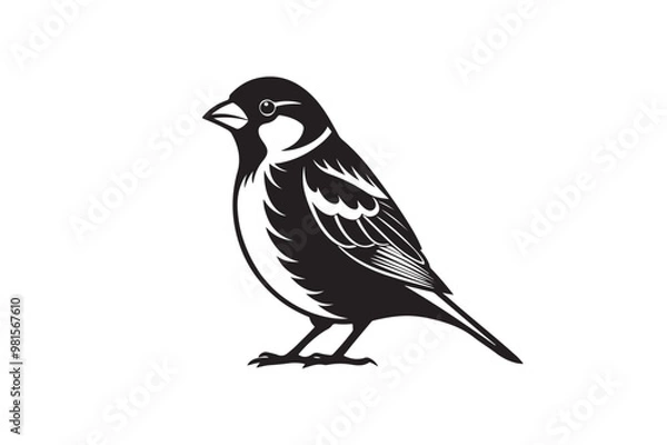 Fototapeta Common Sparrow silhouette vector illustration, Common Sparrow silhouette PNG, Common Sparrow silhouette vector .