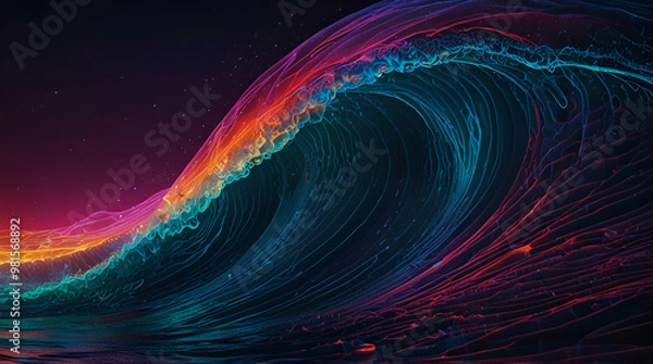 Obraz Vibrant Neon Wave Background with Color Gradients