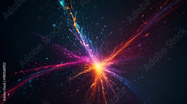 Obraz Glowing particles in a light-filled abstract scene
