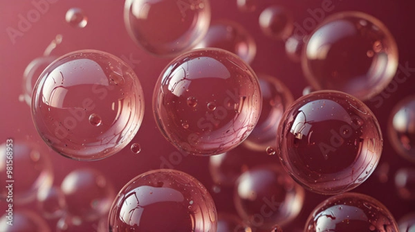 Obraz Abstract pink background with close up soap bubbles
