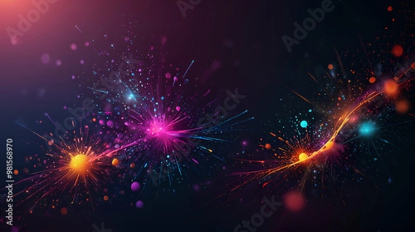 Obraz Glowing particles in a light-filled abstract scene
