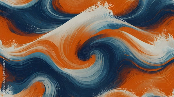 Obraz Dynamic blue and orange swirls in a colorful, abstract background design
