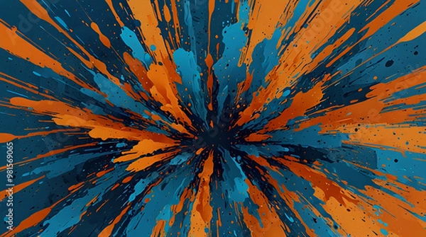 Obraz Vibrant Blue and Orange comic style background texture without characters
