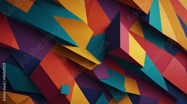 Obraz Colorful 3D abstract shapes design for desktop pc wallpaper
