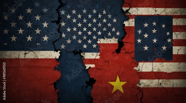Obraz Abstract background of rivalry between two countries, USA and china

