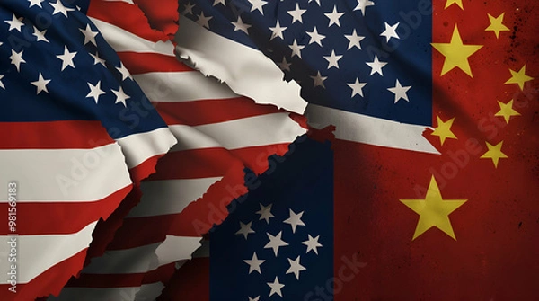 Obraz Abstract background of rivalry between two countries, USA and china
