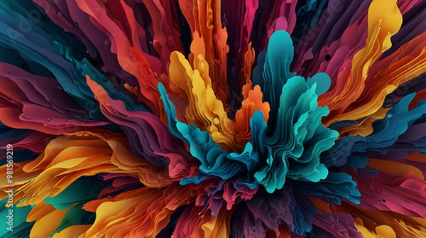 Fototapeta Vibrant colorful background with multicolored paint motion concept design
