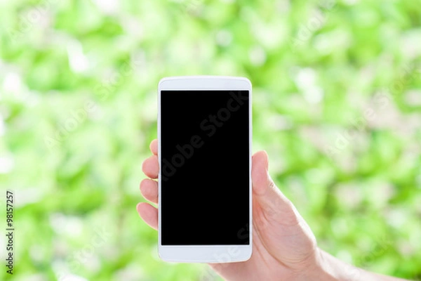 Fototapeta スマートフォン,緑の背景