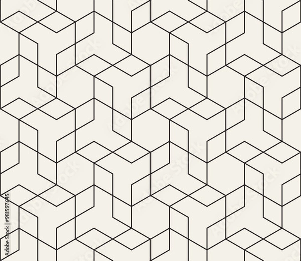 Fototapeta Vector seamless pattern. Repeating geometric elements. Stylish monochrome background design.