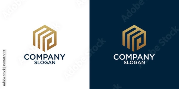 Fototapeta initial p abstract monogram logo design vector