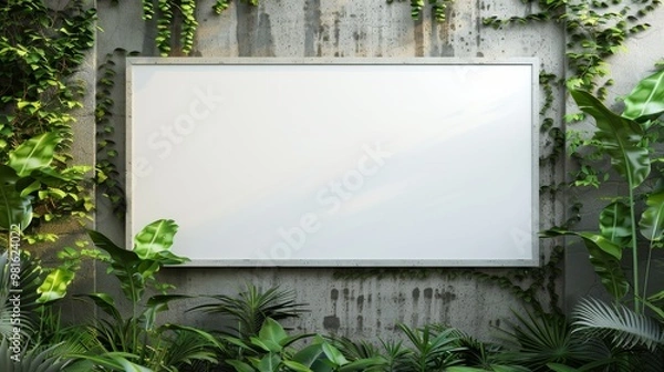 Obraz 3D illustration of an outdoor digital ceiling-mounted display screen blank template. Concept of Advertisement and Marketing Space in Natural Environment, Copy Space for Text or Images.
