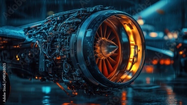 Fototapeta Jet Engine in the Rain