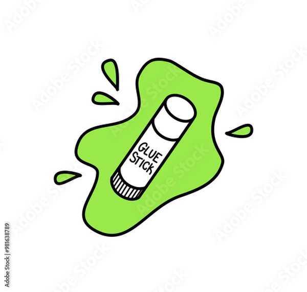 Obraz Illustration of a glue stick art supplies with paint splat behind, matching craft materials graphics icon elements