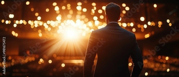 Fototapeta The triumphant moment of an individual accepting a prestigious award or honor, their pride and accomplishment radiating through the frame
