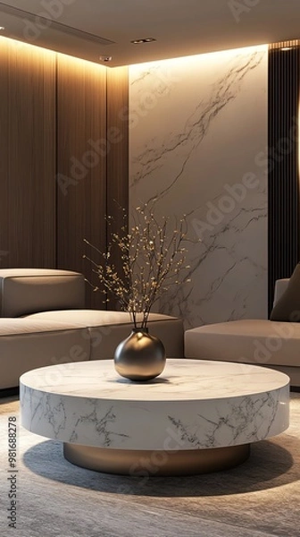 Fototapeta A serene eye-level view of a minimalist living room