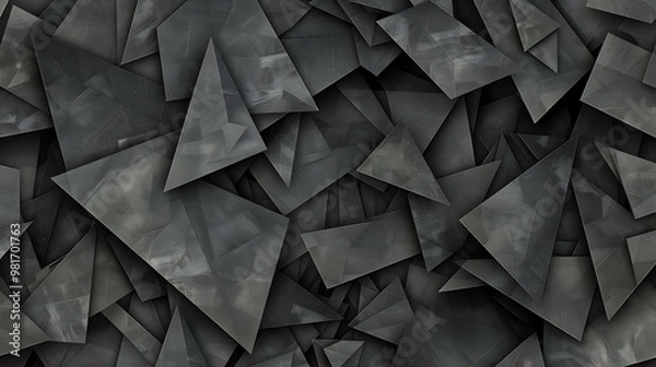 Fototapeta Abstract background of overlapping black triangles