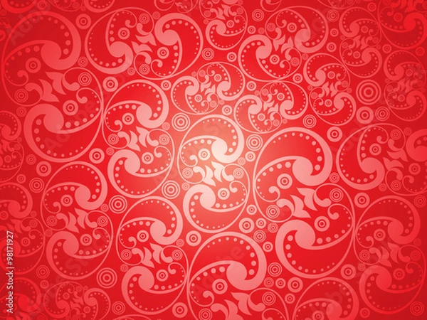 Fototapeta abstract artistic red floral pattern background