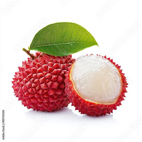 Obraz peeled lychee on a white background