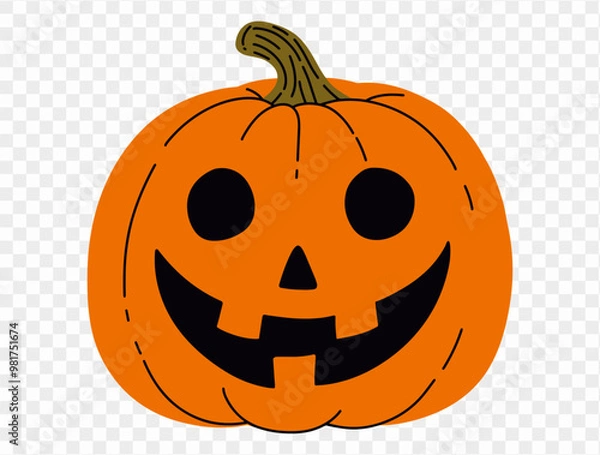 Fototapeta Halloween pumpkin hand draw paint brush style isolated on png or transparent texture,Halloween party background ,element template for poster, brochures, online advertising, vector illustration 